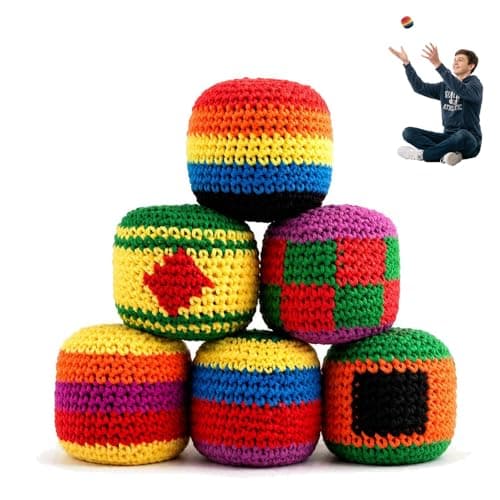 Hacky Footbag Sack Set – Soft Kick Sack Balls for Adults & Beginners – Durable Juggling & Outdoor Game – Portable Fun for Beach, Camping, Backyard & Summer Party (6PCS)