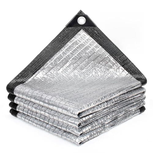 SUNNY GUARD 85% Aluminum Sun Shade Cloth, 10x10FT Heat Reflective Tarp