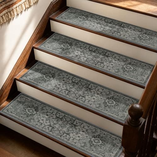 JSEI Stair Treads, 4 Pack 8" X 30", Olive/Grey