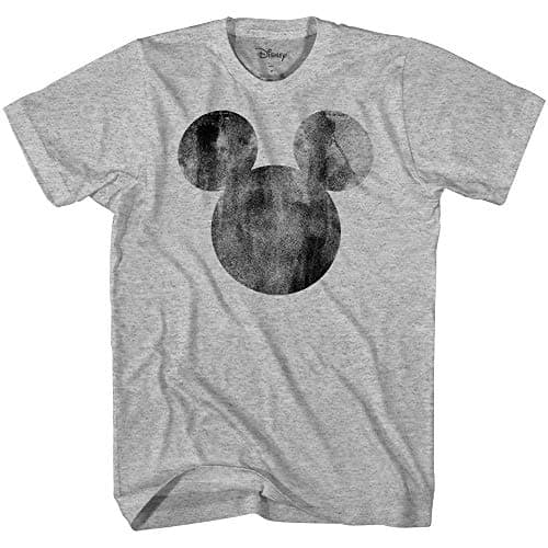 Disney Mickey Mouse Distressed Head Vintage Silhouette Men's Adult Graphic Tee T-Shirt(Heather Grey,XXXL)