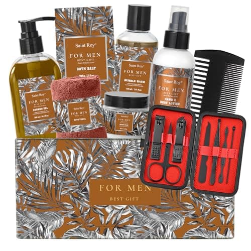 15 Pcs Mens Perfume Bath & Body Care Gift Basket Set for Men, Father's Day Gifts for Dad, Men Skin Care Gift Set, Man Spa Basket Set, Home Spa Kit, Birthday, Anniversary, Christmas, Boyfriend