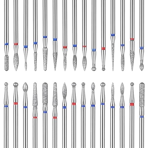 Sibba 30PCS Diamond Nail Drill Bits Set Professional Electric Nail Drill Bit Upgraded Cuticle Cleaner for Acrylic Gel Nails Cuticle Care Manicure & Pedicure All-in-One Nails Art Kit for Salon Home Use