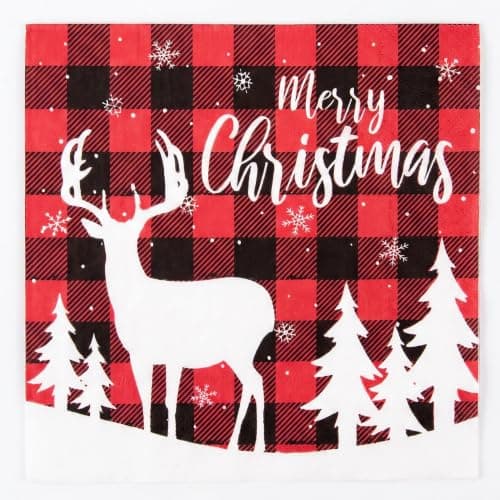 BESALILY Red Plaid Christmas Paper Napkins, 6.5 Inch/20 Count
