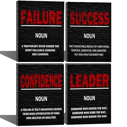 Success Leader Confidence Motivational Wall Art Black and Red Canvas Print