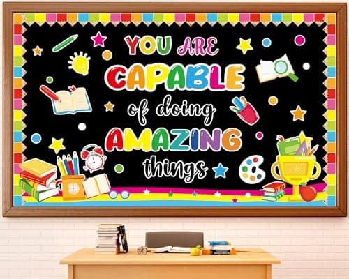 gisgfim Welcome Back to School Bulletin Board Decorations Set Colorful Classroom You are Capable of Amazing Things Paper Cutouts Motivational Bulletin Board Decor for Nursery Teachers Chalkboard Wall