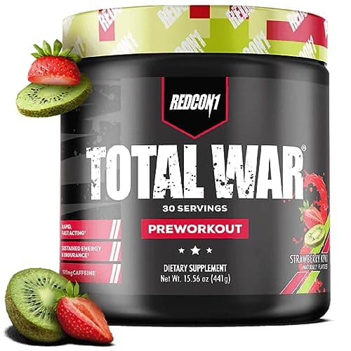 REDCON1 Total War Pre Workout Powder | Strawberry Kiwi | 320mg Caffeine + Citrulline Malate + Beta Alanine (30 Servings)