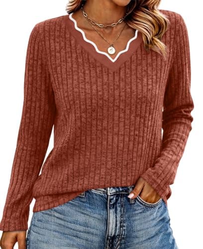 Cozy Sweaters For Women Cute Tops Casual Fall Fashion Outfits Caramel L