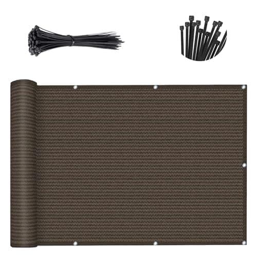 SUNLAX 3'x16' Brown Balcony Privacy Screen Fence Windscreen 90% UV Block