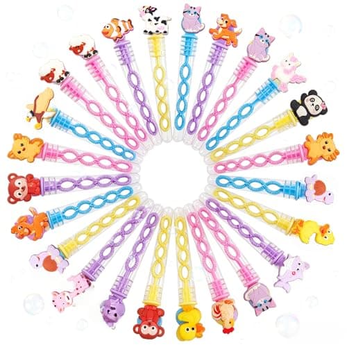 60 Packs Bulk Mini Bubble Wands for School Beach Pool Theme Summer Party Supplies, Classroom Birthday Party Favors,Carnival Goodie Bags Stuffers (Animal)
