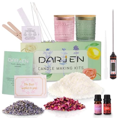 DARJEN Candle Making Kit for Beginners, 2 Jars Soy Wax Scented DIY Set