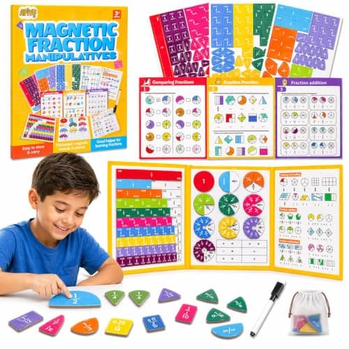 Magnetic Fraction Book, Montessori Fraction Math Manipulatives for Kids
