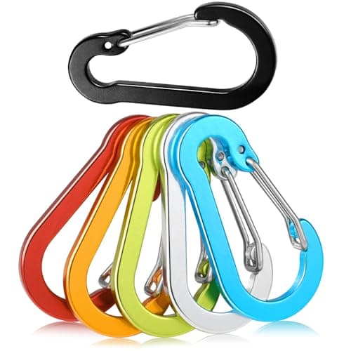 6pcs Aluminum Small Carabiner Clip, 2 Inch Carabiner Keychain Clasp Spring D Ring for Hanging Home KeyRings Hook Paracord Lanyard Keychain Pet Collar Hiking Camping Fishing Accessories (Assorted)