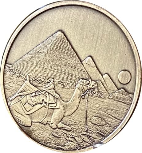 RecoveryChip Camel Prayer AA Medallion Desert Pyramids Sunset Bronze Sobriety Chip