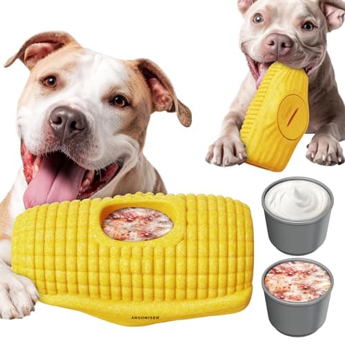 Ansoniser Long-Lasting Interactive Dog Toy - Corn Cob Chew Toy with 2 Removable Snack Pods Aggressive Chewers, 2-in-1 Frozen Treat Dispenser, Easy to Clean Gift