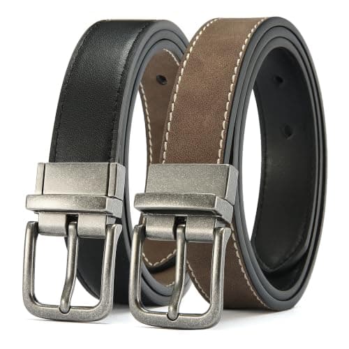 CHAOREN 1" Boys Reversible Dress Belt 1 Piece - Leather Belt for Kids