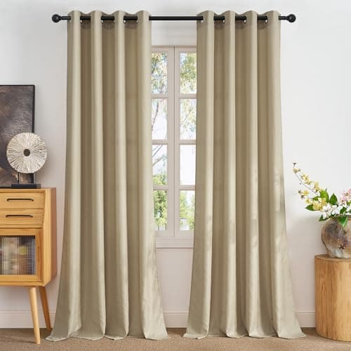 NICETOWN Semi Sheer Curtains 84 Inch Length 2 Panels for Living Room