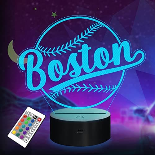 Baseball Gifts, Baseball Night Light, 3D Illusion Lamp for Boys Gift 16 Changing Color Remote Control Kids Room Lighting Ball Decor (Boston)