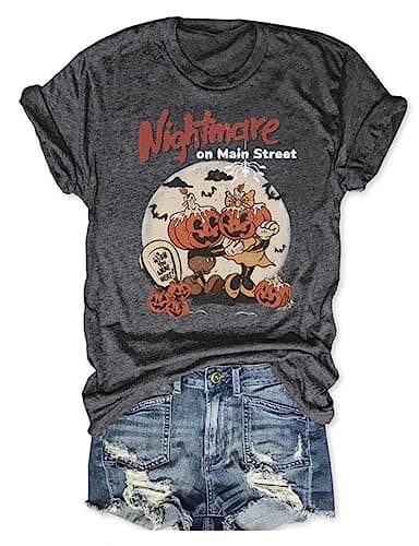 Halloweentown University T-Shirt for Women Fall Pumpkin Shirts Funny Halloween Thanksgiving Gift Tops(Dark Heather, XL)