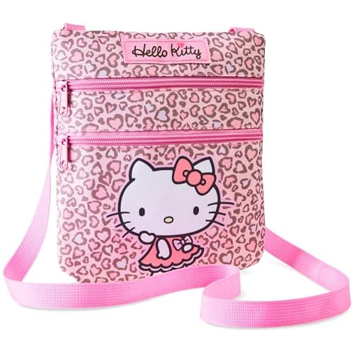 Hello Kitty Sanrio Bag Girls Teens Women Kawaii Anime Shoulder Cross Body Bag Kuromi My Melody Fashion Shopping Travel Gifts (Pink Leopard)