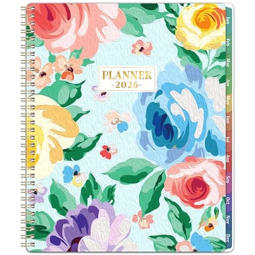 2026 Planner - 9" x 11" Planner Weekly and Monthly 2026, JAN 2026 to DEC 2026, 2026 Calendar Planner with Colorful Monthly Tabs, Inner Pocket, Twin-Wire Binding