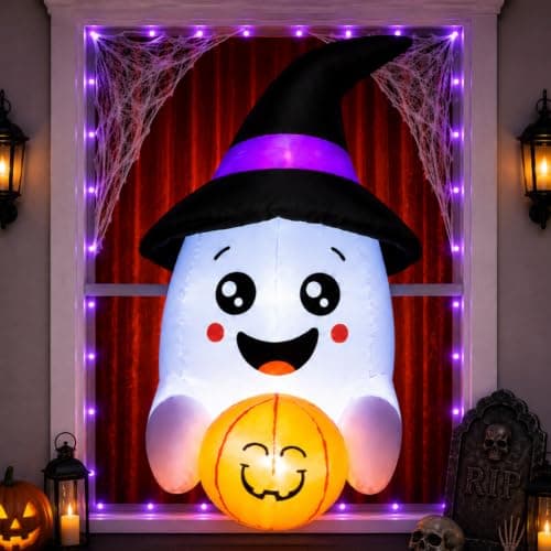 COMIN 3.6 FT Halloween Inflatables Window Ghost Outdoor Decorations