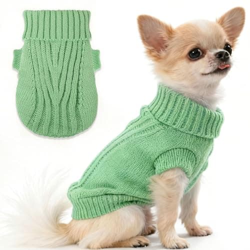 Dog Sweater for Small Dogs Autumn Winter Dog Knitted Sweaters Warm Puppy Clothes Turtleneck Pullover Coat Pet Clothing for Chihuahua Teacup Yorkie (M)