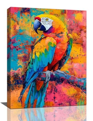 nanen Parrot Wall Art Graffiti Parrot Canvas Pictures Wall Decor 16"X12"