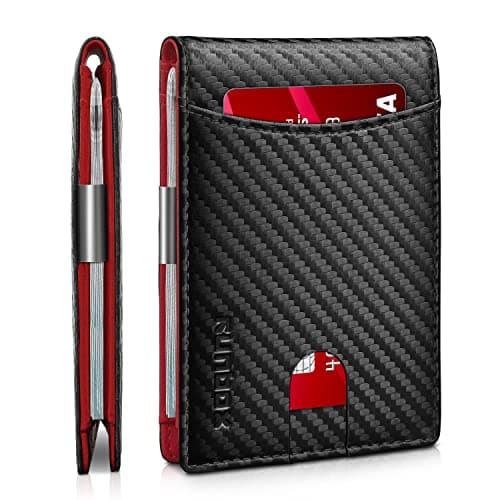 RUNBOX Slim Money Clip Wallets for Men and Teen Boys RFID Blocking 11 Card Holder Minimalist Small Leather Bifold Novelty Men's Wallet Front Pocket Gift Box