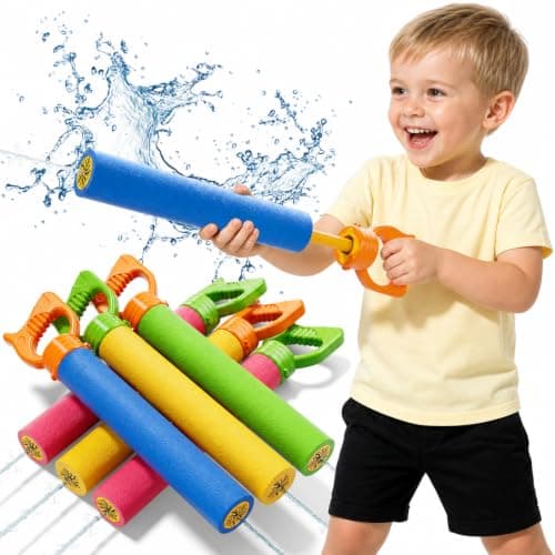 6PCS Toddlers Water Blaster Bulk Toys Set for 3 4 5 6 7 Years Old Boys Girls, Assorted Colors Foam Water Guns for Summer Pool Beach Party, Birthday Gifts Outdoor Water Shooter Toys for Kids 3+