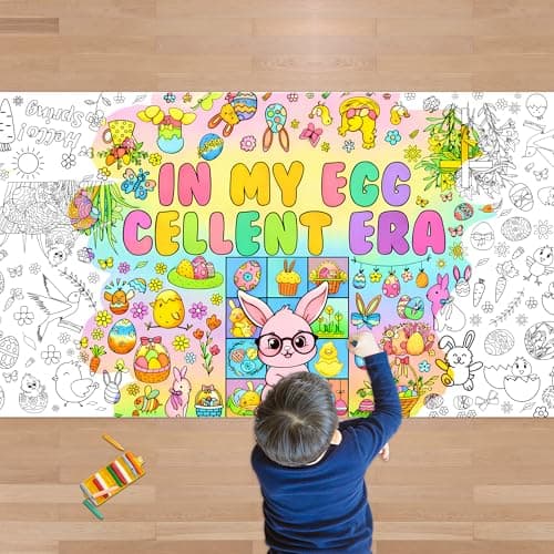 OHOME Easter Crafts for Kids - Easter Giant Coloring Poster/Tablecloth - 72×30 Inch Banner Kids Games Gifts Treats Activities Decor Party Decorations for Classroom School