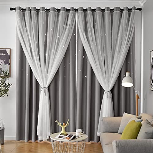 Loyala Grey Curtains for Bedroom Living Room 96 Inches Long, 2 Panels