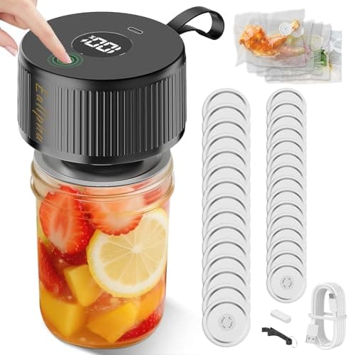 Electric Mason Jar Vacuum Sealer,Upgraded 3-in-1 Handheld Vacuum Sealer for Mason Jars Food Storage Bags & Containers Control,Jars Sealer for Meal Prep Dry Goods & Canning Pickling
