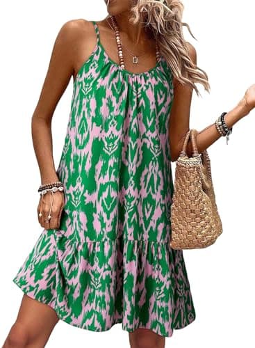 Dokotoo Cocktail Dresses for Women Floral Print Summer Vacation Outfits M