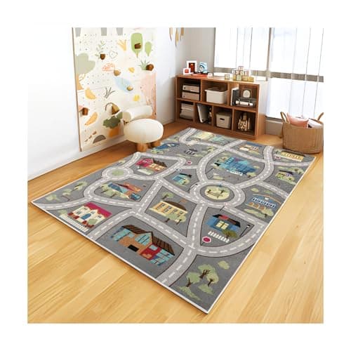 Analog ABC Kids Rug Playroom Car Play Mat City Life Road Rug for Cars Fun City Map for Carpet for Bedroom Boys (47 * 70 inches, Night Township)