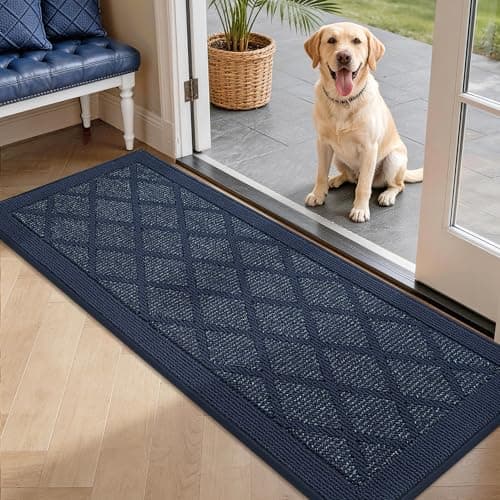 COSY HOMEER Non-Slip Door Mat 20"x48",Entryway Rugs Low Profile,Blue