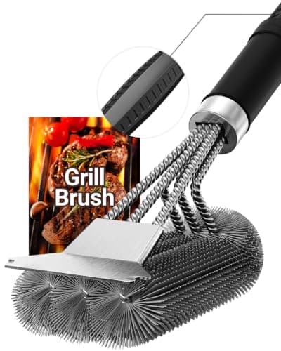 Lolifeve Grill Brush and Scraper, 6X Cleaning Power Grill Cleaner Accessories, Strong BBQ Grill Brush with Non-Slip Handle Durable Grill Cleaning Brush for Grilling Grates, Mens Gifts for Him