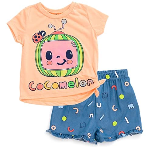 CoComelon Infant Baby Girls Knotted Graphic T-Shirt and Shorts Set Multicolor 24 Months
