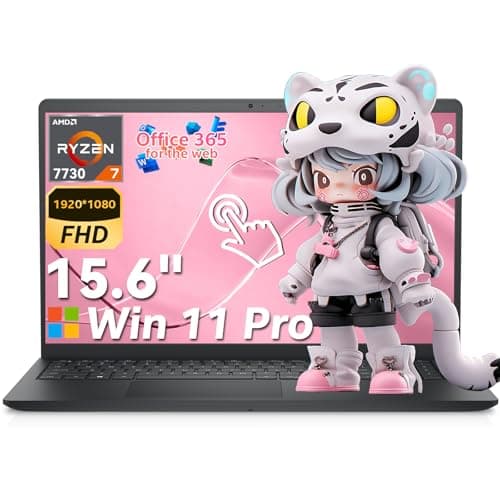 Dell 15 Touchscreen Laptop, AMD Ryzen 7 7730U (Beats i7-1355U), 16GB RAM, 512GB NVMe SSD, Windows 11 Pro, 15.6" FHD IPS, Copilot AI, Type-C, HDMI, Black, 2026 Model