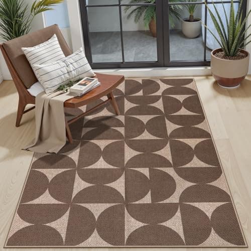 Lahome Modern Tan Easy Jute Rug, 3x5 Washable Rugs for Entryway Indoor
