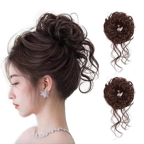 MaitianGuyou Women's Fake Hair Bun for Side Ponytail - Dragon Whiskers Bun Donut, Fluffy & Natural Look, Heat Resistant Synthetic Hair, Adjustable & Secure Wear (Dark Brown)