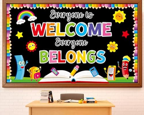 Welcome Bulletin Board Decorations Set Back to School Growth Mindset Classroom Decoration Everyone Belongs Paper Cutouts Rainbow Bulletin Board Decor for School Kindergarten Door Chalkboard Wall