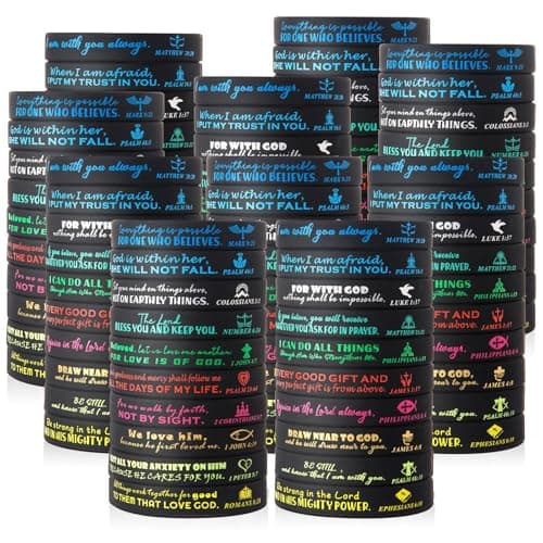 KUCLIN 100 Pcs Religious Silicone Wristbands Bulk Bible Rubber Bracelets