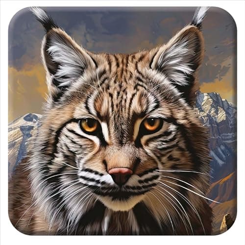3D LiveLife Cork Coaster - Bobcat from Deluxebase. Lenticular 3D Bobcat Drink & Mug Coasters. Fun Animal Gifts for Women and Men. Novelty Kitchen and Decorative Home Accessories.