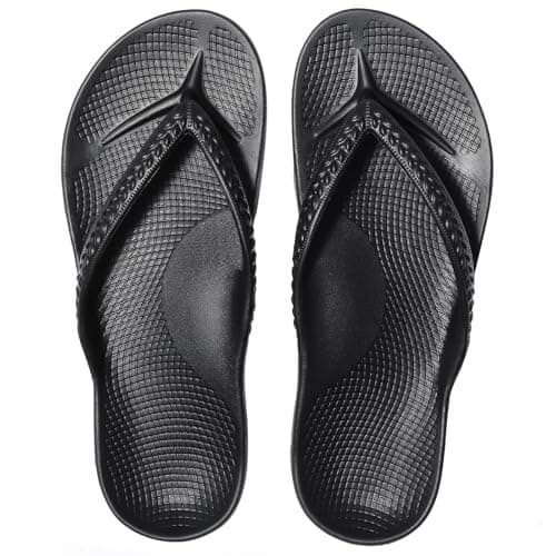 KIDMI Arch Support Flip Flops for Womens Comfortable Orthopedic Sandals for Plantar Fasciitis Beach Thong Slides, Black 38