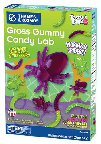 Thames & Kosmos Gross Gummy Candy Lab Worms & Spiders V2.0, Tasty Labs STEM Experiment Kit, Make Yummy Gummy Candies in Creepy Shapes, Explore Chemistry, Made in USA, Food Ingredients Included