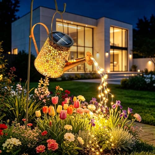 Anordsem Solar Watering Can Lights: Metal Flower Lantern Outdoor with Hook - Waterproof Garden Art Hanging Decoration for Yard Patio Lawn - Christmas Birthday Gifts for Women Mom Grandma