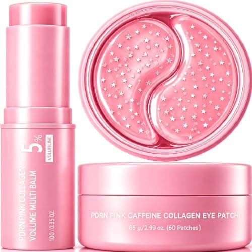 PDRN Pink Collagen Caffeine volume Multi Balm Stick+Eye Patches Set-pink