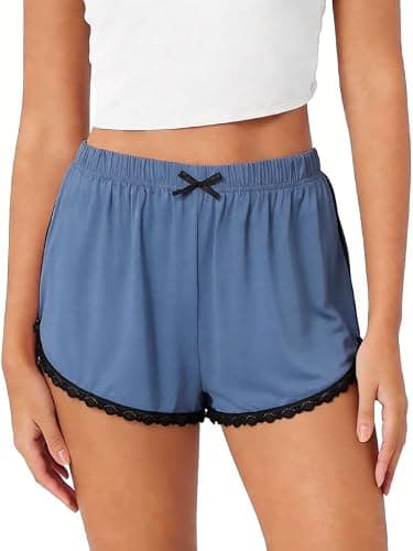 Marvmys Womens Lace Trim Pajama Shorts Cute Bow Pj Lounge Bottom Soft Summer Sleep Shorts
