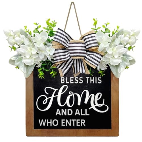 Welcome Sign for Front Door, Wreath Decorations for Front Porch, Hanging Housewarming Gifts New Home Decor for Home Outdoor Indoor, Farmhouse Wreath Wall Decor for Spring Summer All Seasons Holiday