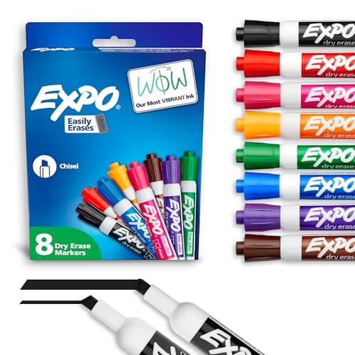 EXPO Dry Erase Markers, Low Odor Ink, Chisel Tip, 8 Count - Whiteboard, Calendar, Organization, Essential Supplies for Office, School, Classroom, Teachers